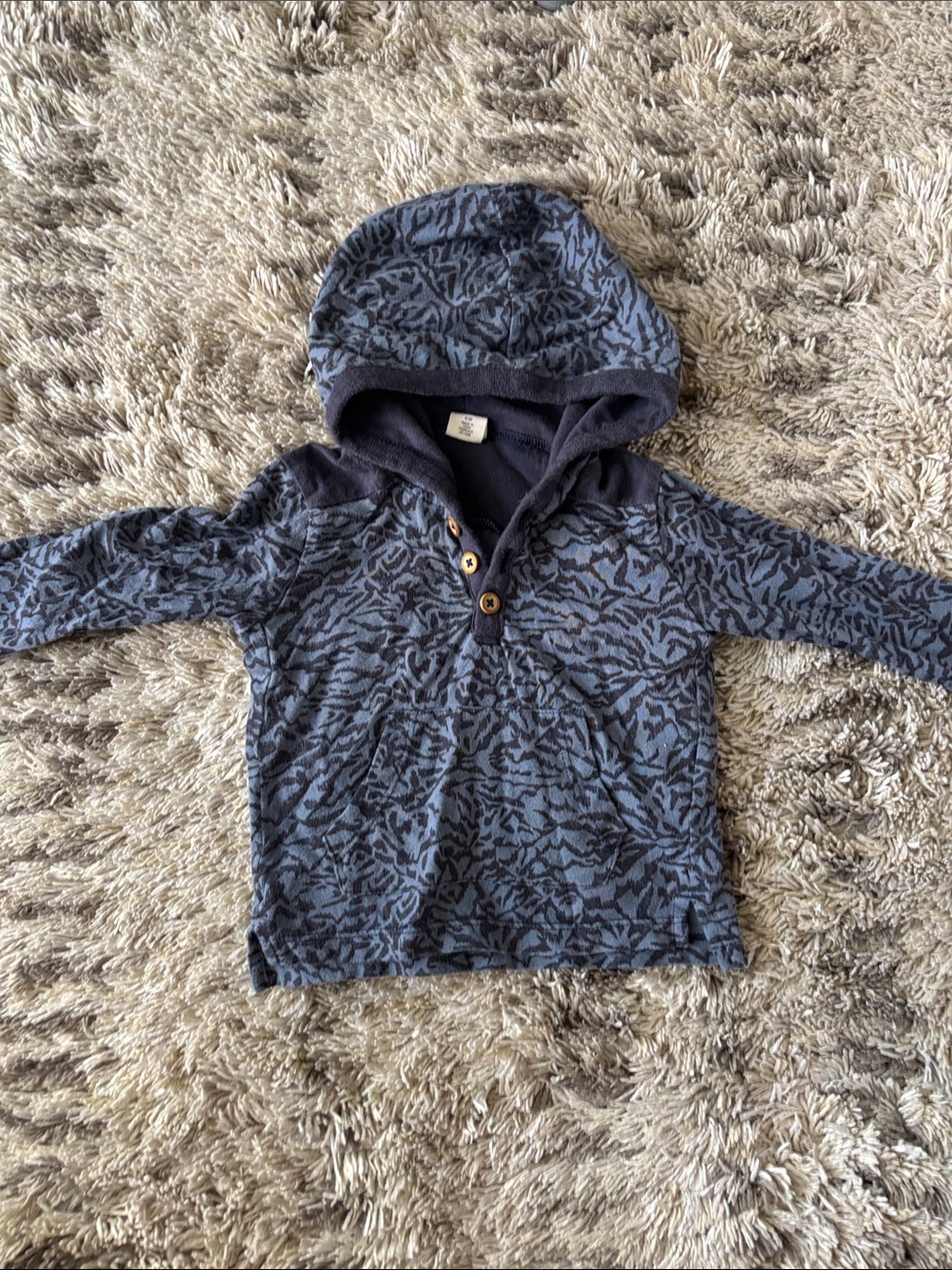 Tucker + Tate Navy Patterned Hooded Long-Sleeve Pullover